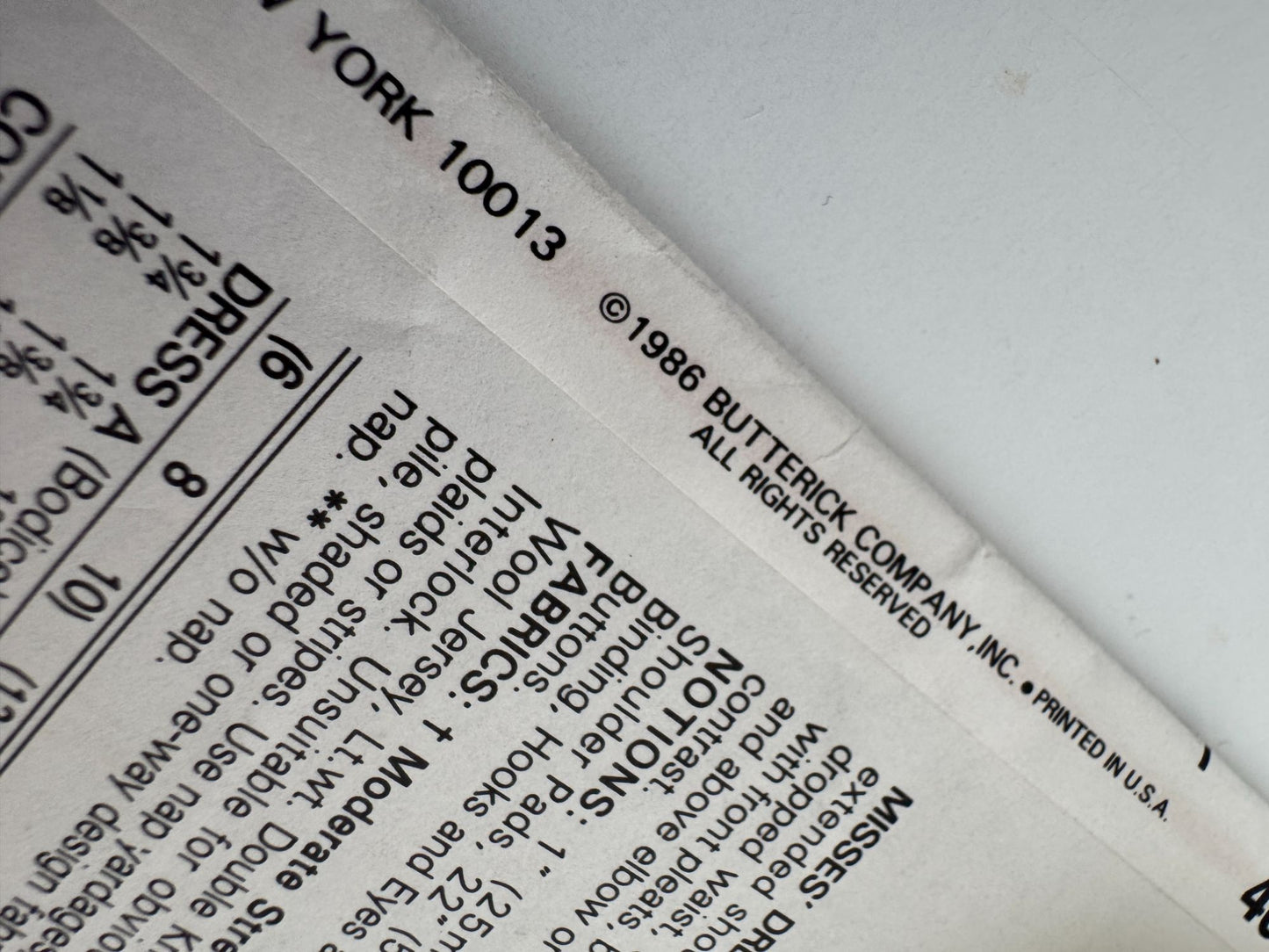 Butterick Sewing Pattern 4067 Misses Dress Structured 1980s Sizes 6-10 Uncut