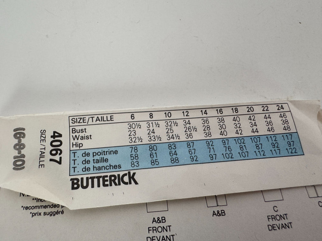 Butterick Sewing Pattern 4067 Misses Dress Structured 1980s Sizes 6-10 Uncut