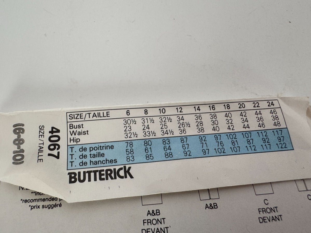Butterick Sewing Pattern 4067 Misses Dress Structured 1980s Sizes 6-10 Uncut