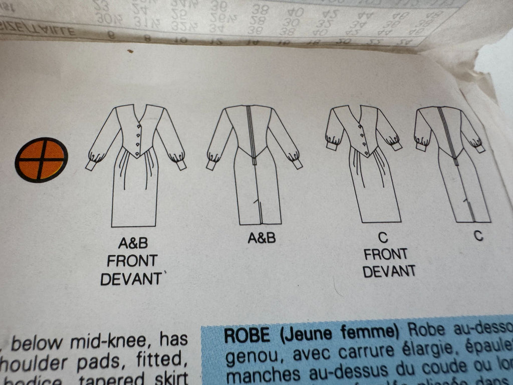 Butterick Sewing Pattern 4067 Misses Dress Structured 1980s Sizes 6-10 Uncut