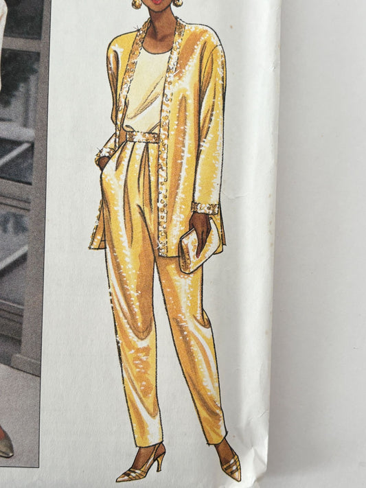 Butterick Sewing Pattern 6276 Evening Jacket Pants 90s Outfit Easy 18 20 22 UC