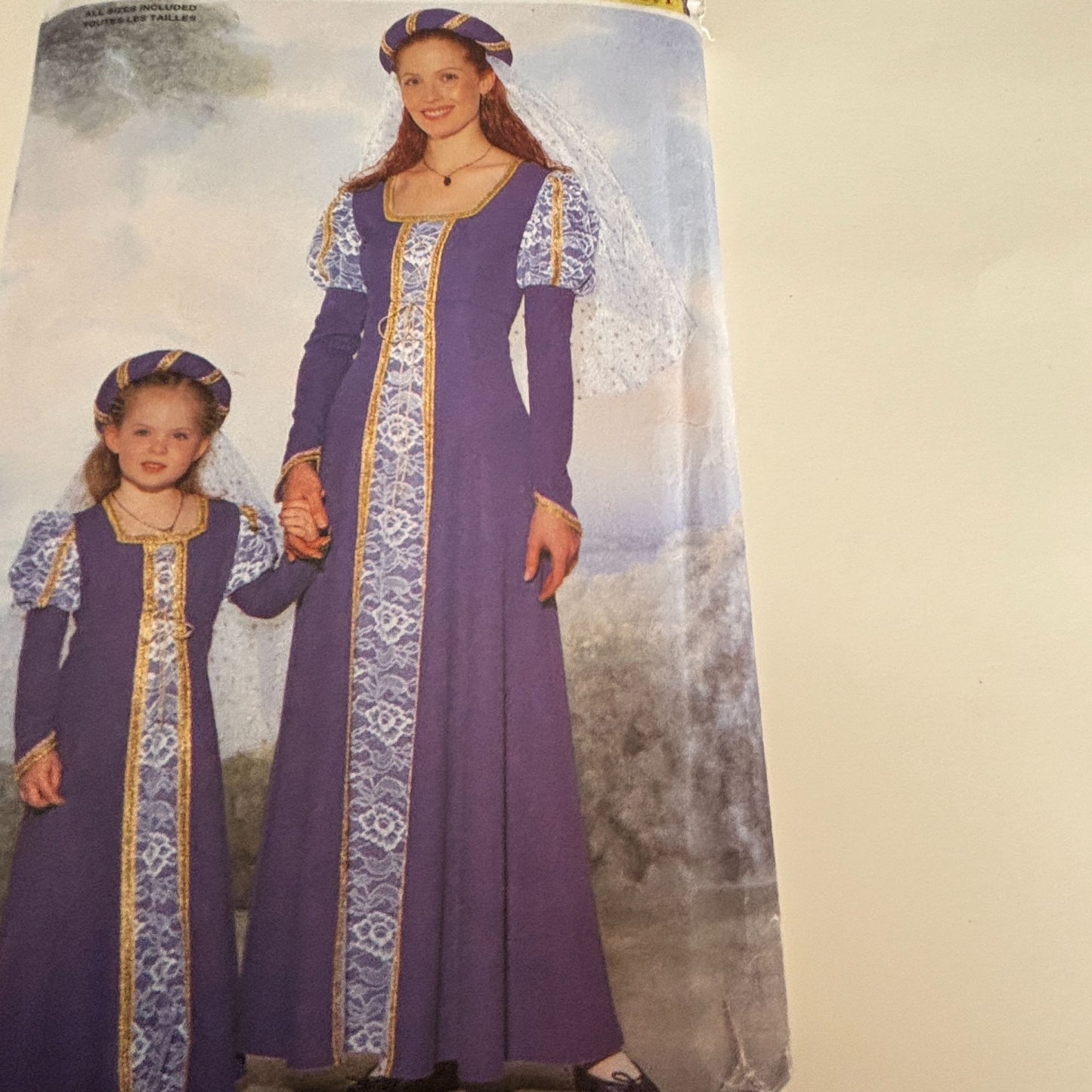 Butterick Sewing Pattern 6203 Renaissance Costume Dress Gown Girls Misses Uncut Halloween Ren Fair