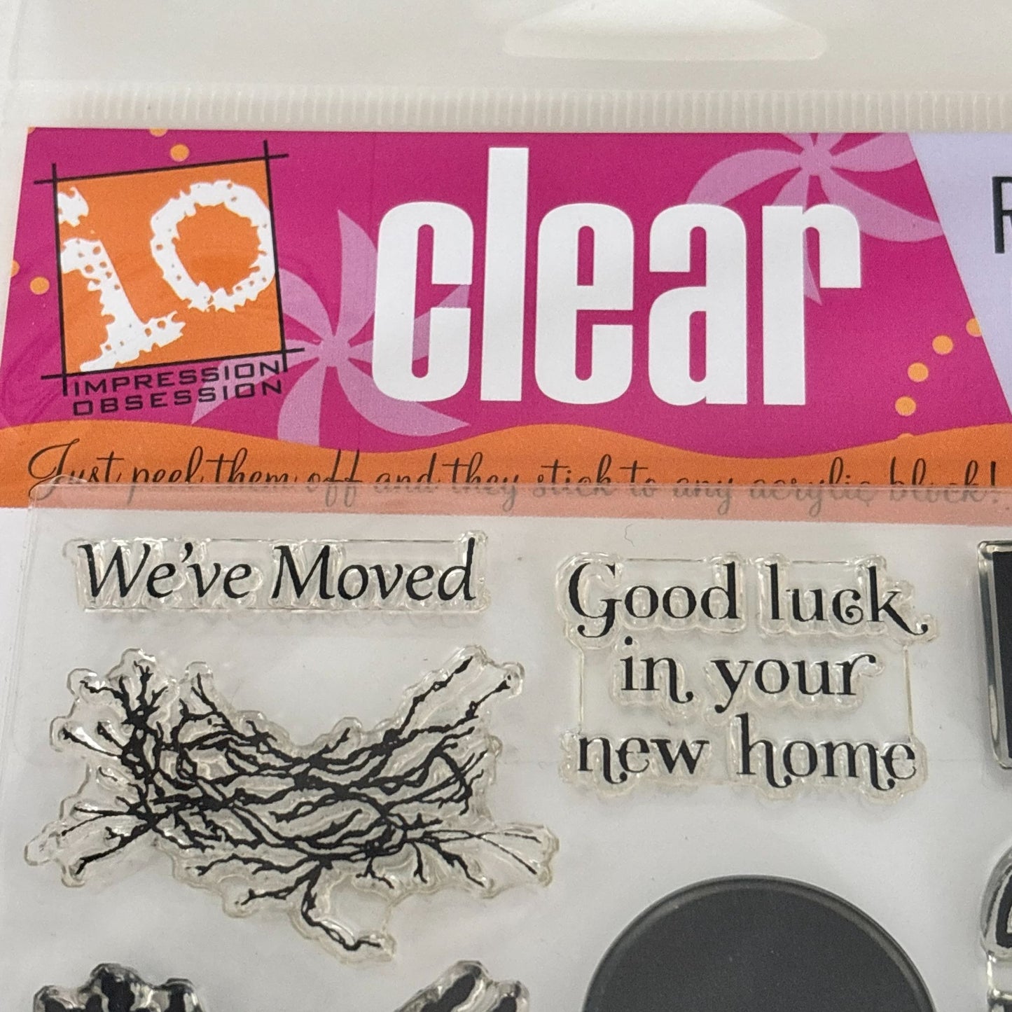 Impression Obsession Clear Rubber Stamps Birds Real Estate Sentiments Housewarming Cardmaking Words We Moved