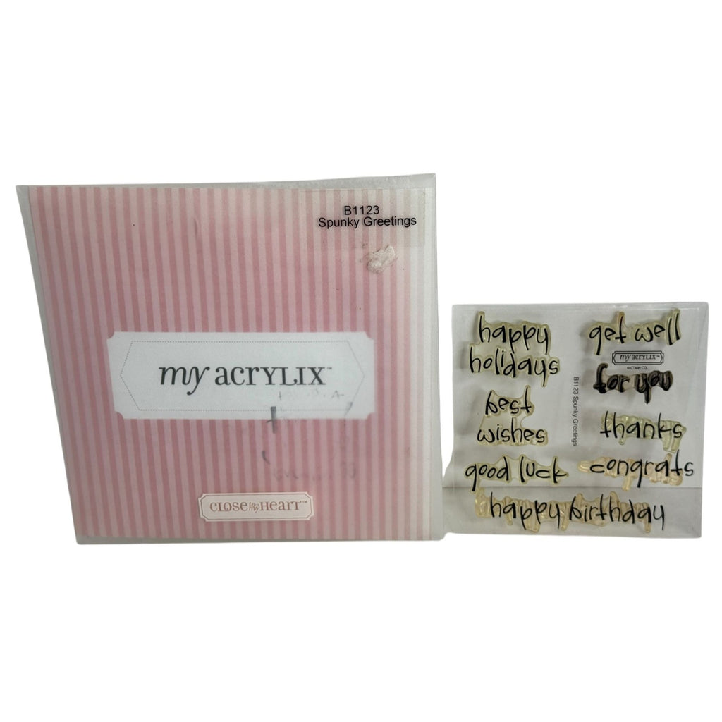 CTMH My Acrylix Clear Stamp Set Spunky Greetings Card Making Good Luck Get Well
