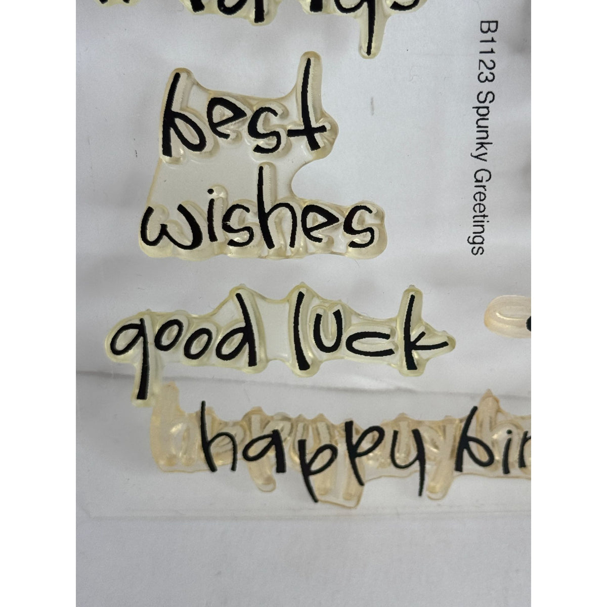 CTMH My Acrylix Clear Stamp Set Spunky Greetings Card Making Good Luck Get Well