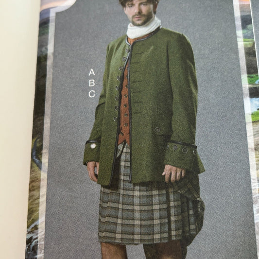 McCalls Sewing Pattern M7736 Outlander Costume Kilt Jacket Scottish Highland Mens 38-44 Uncut Historical