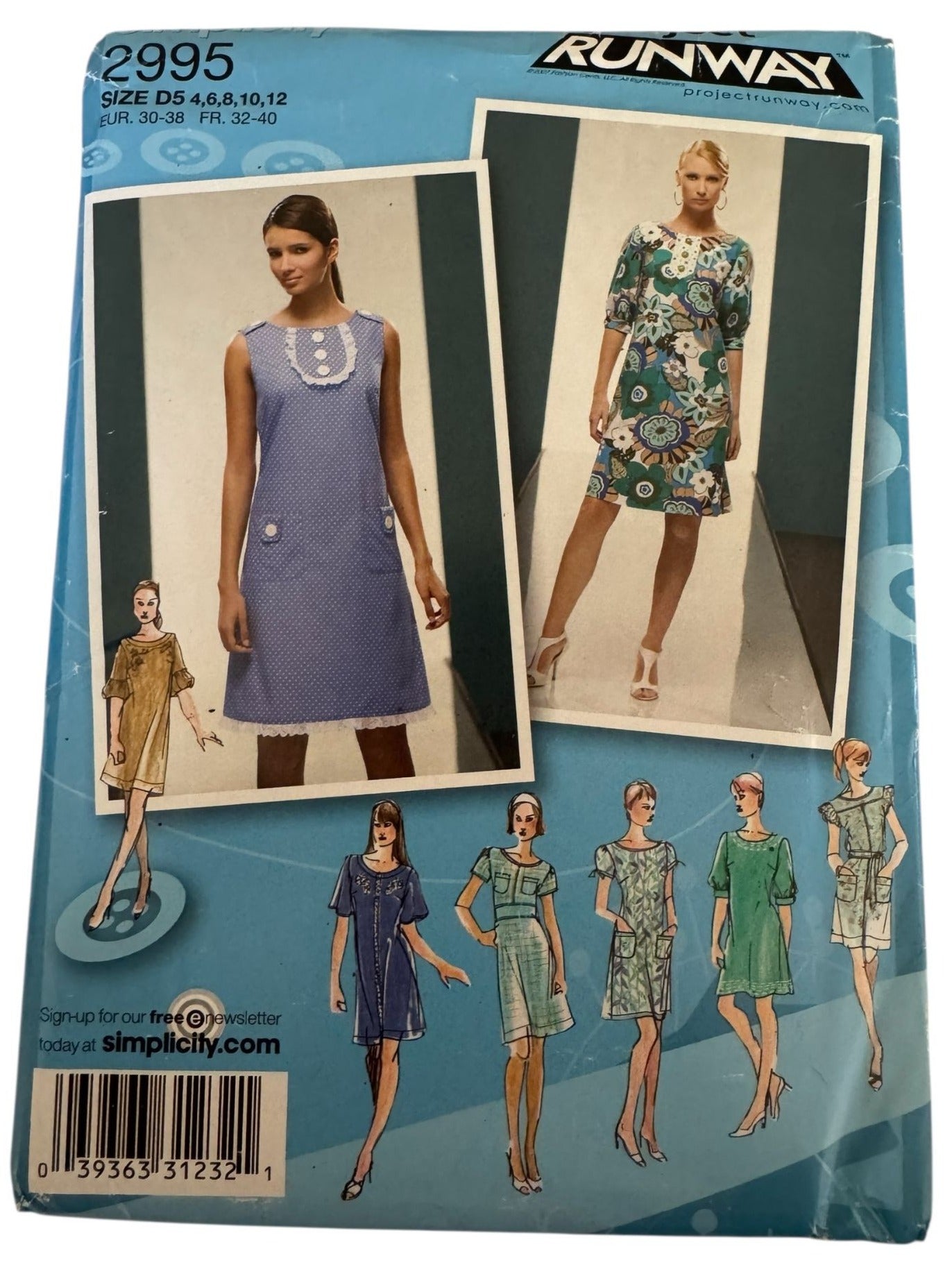 Simplicity Sewing Pattern 2995 Mod Shift Dress Retro Modern Project Runway 4-12