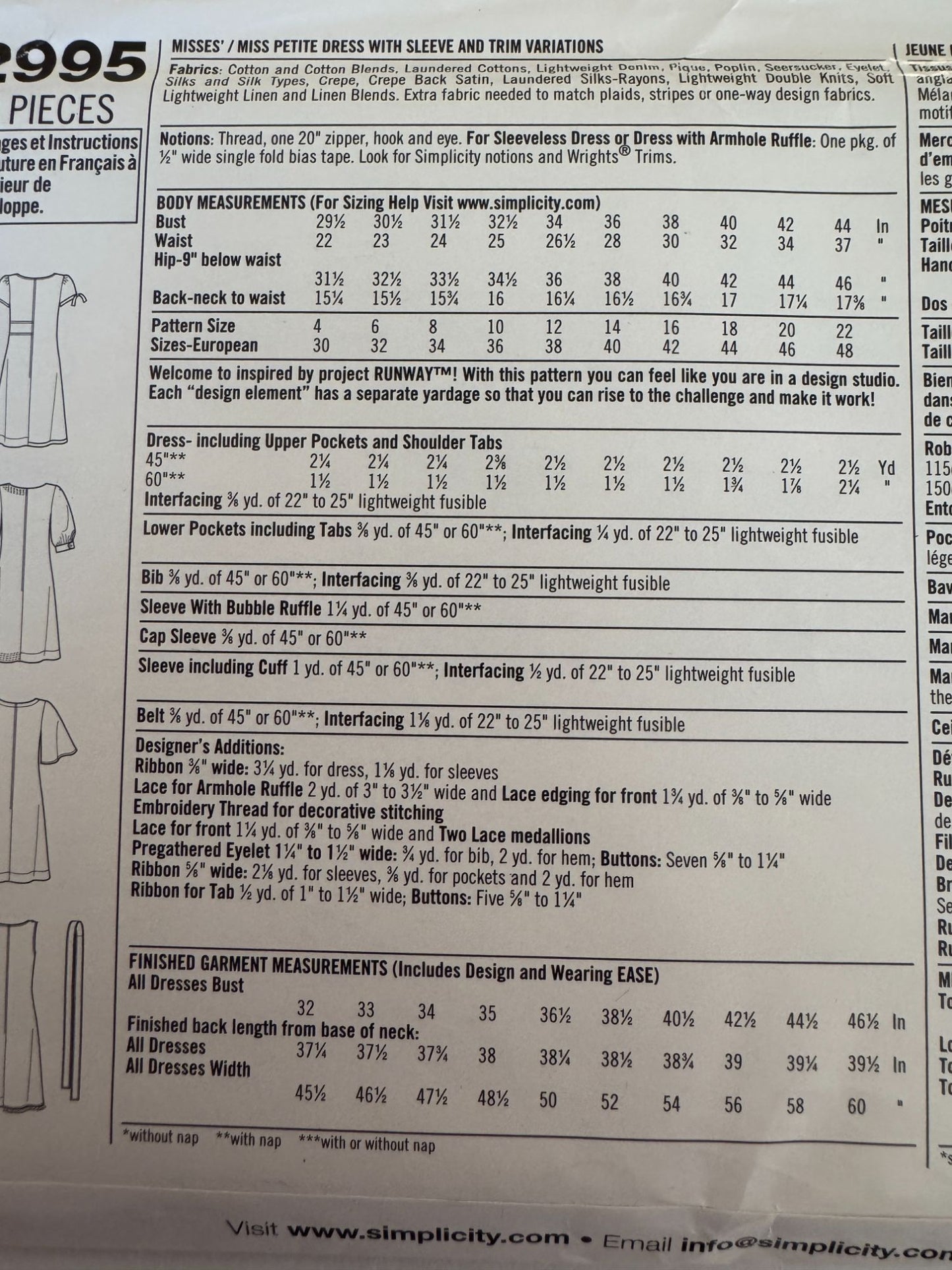 Simplicity Sewing Pattern 2995 Mod Shift Dress Retro Modern Project Runway 4-12