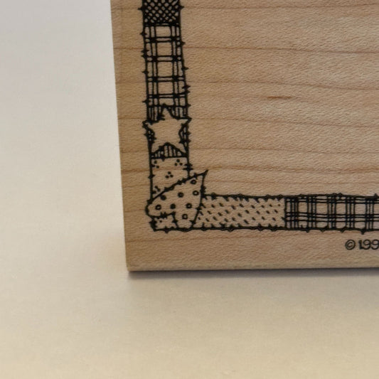 Stampin Up Rubber Stamp Patchwork Border Rectangle Frame Button Quilt Heart Star