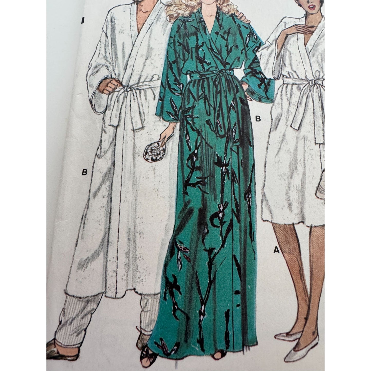 Vogue Sewing Pattern 8155 Front Wrap Bath Robe Bathrobe Unisex XL 1980s Uncut