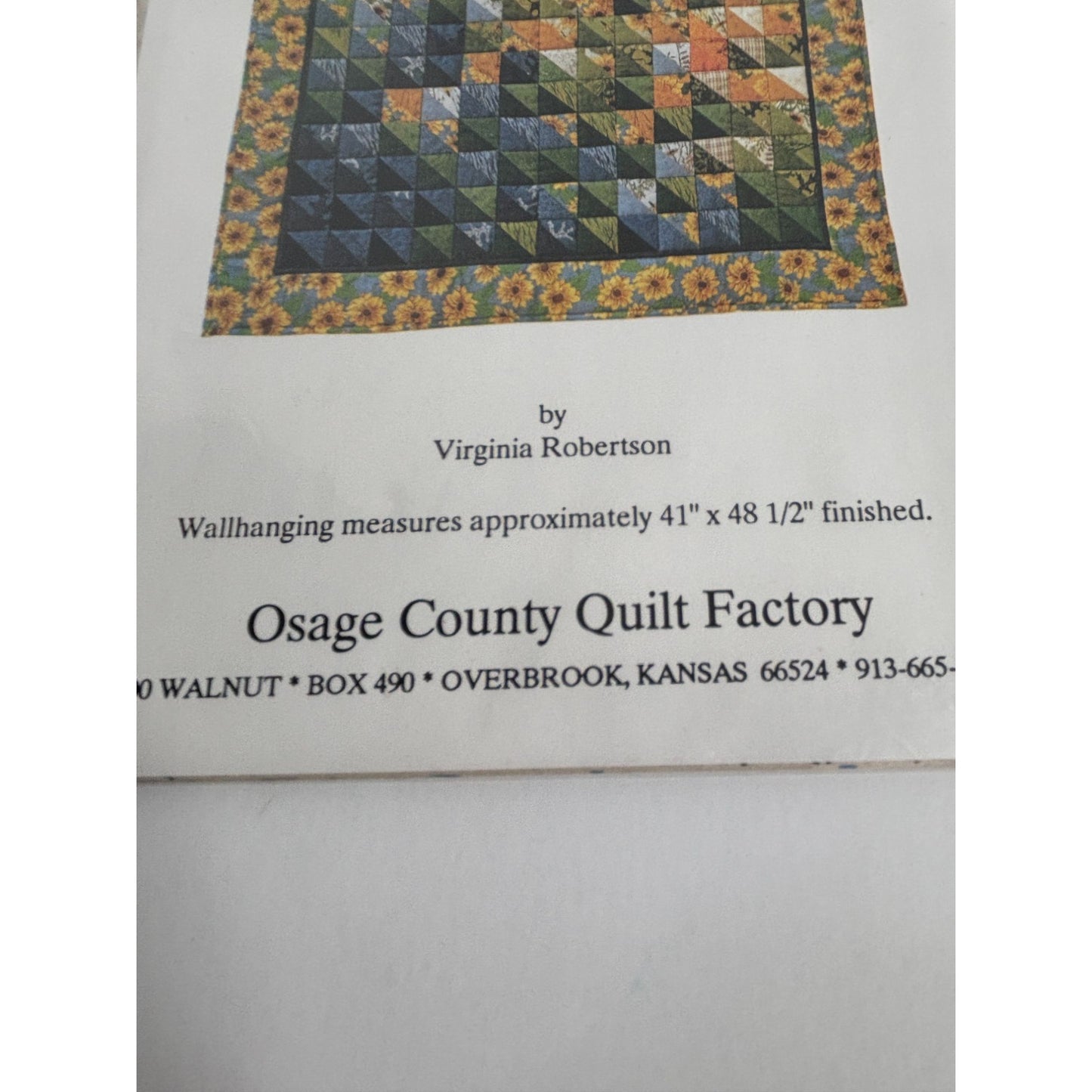 Osage County Quilt Factory Pattern Prairie Light Wall Hanging Virginia Robertson