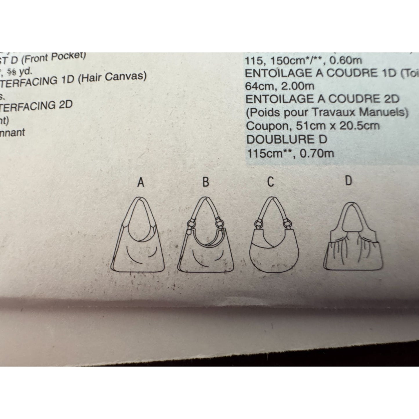 Butterick Sewing Pattern B5109 Large Bags Pockets Hobo Bag Purse Tote Uncut Adjustable Straps