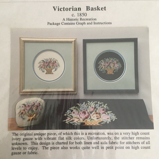 Country and Colonial Stitches Victorian Basket Cross Stitch Pattern Historic Floral Recreation