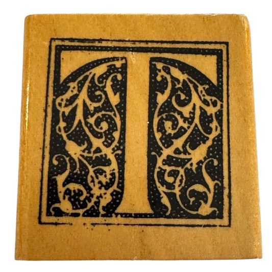 Anitas Rubber Stamp Decorative Letter T Initial Craft Square Ornate Card Making
