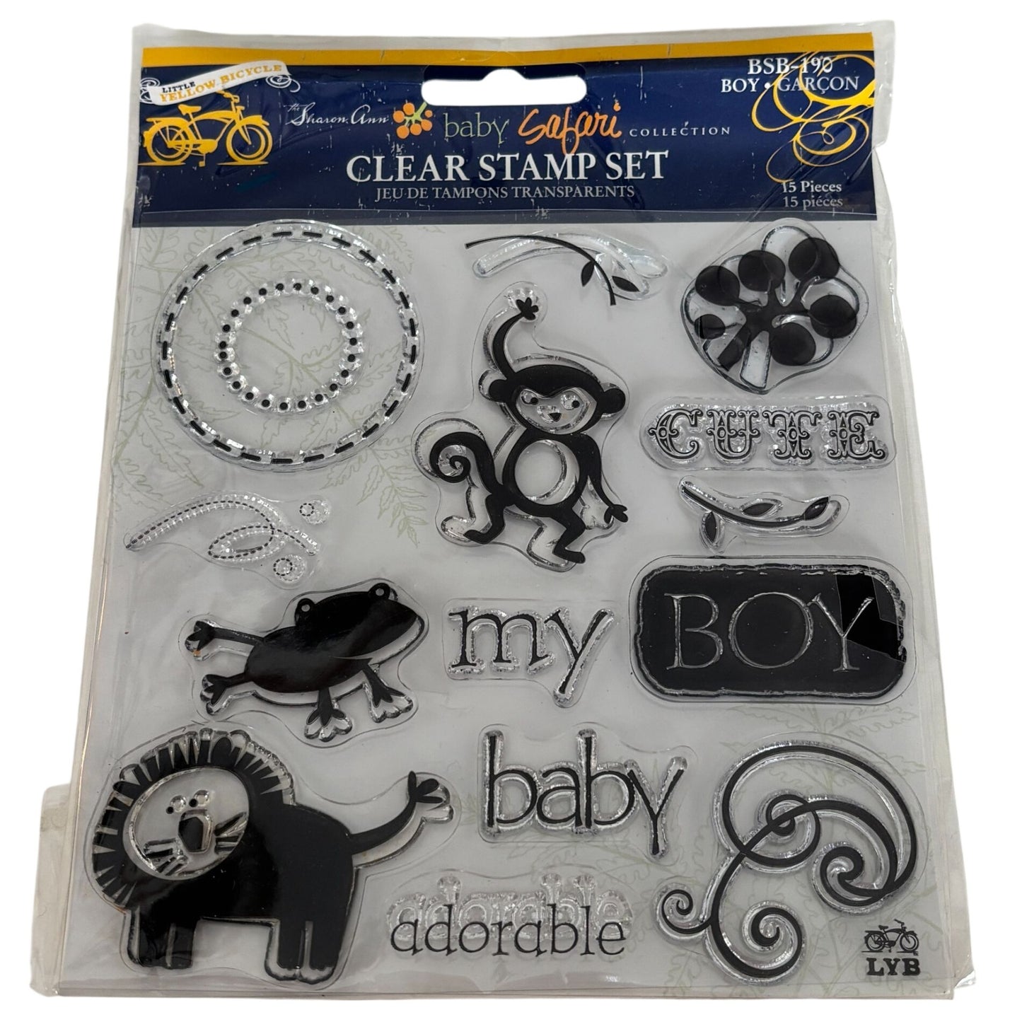 Little Yellow Bicycle Clear Stamp Set Baby Safari Boy Frog Lion Cardmaking Craft Monkey