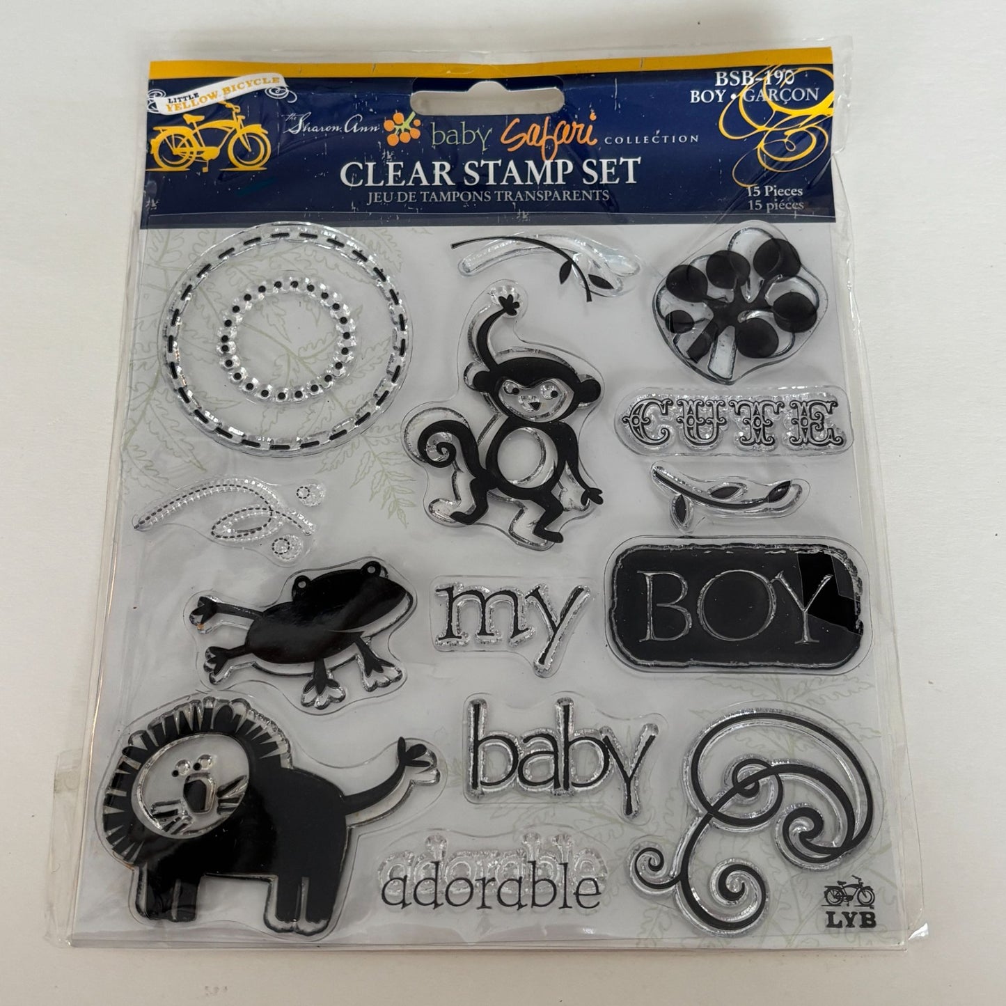 Little Yellow Bicycle Clear Stamp Set Baby Safari Boy Frog Lion Cardmaking Craft Monkey