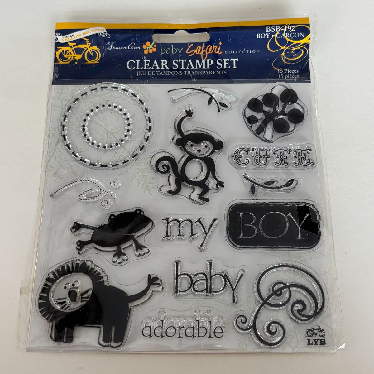 Little Yellow Bicycle Clear Stamp Set Baby Safari Boy Frog Lion Cardmaking Craft Monkey