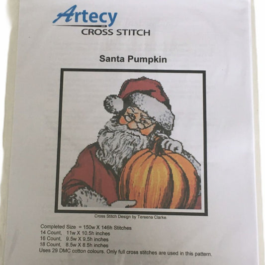 Artecy Counted Cross Stitch Pattern Santa Pumpkin Christmas Thanksgiving Season Fall Halloween