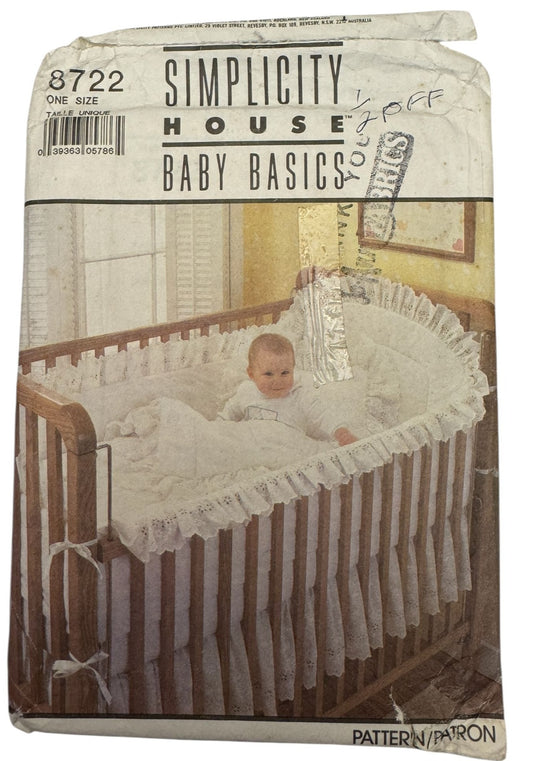 Simplicity Sewing Pattern 8722 Baby Room Home Decor Quilt Dust Ruffle 1980s UC