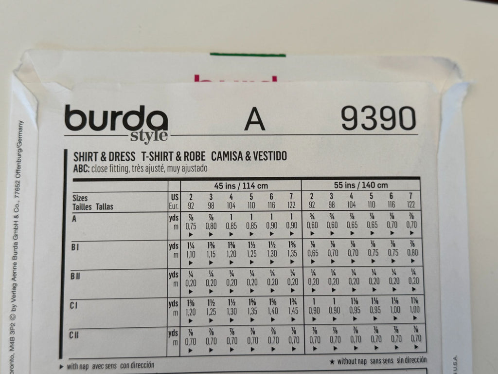 Burda Kids Sewing Pattern 9390 Shirt Top Dress For Girls 2-7 Easy Jersey Play UC