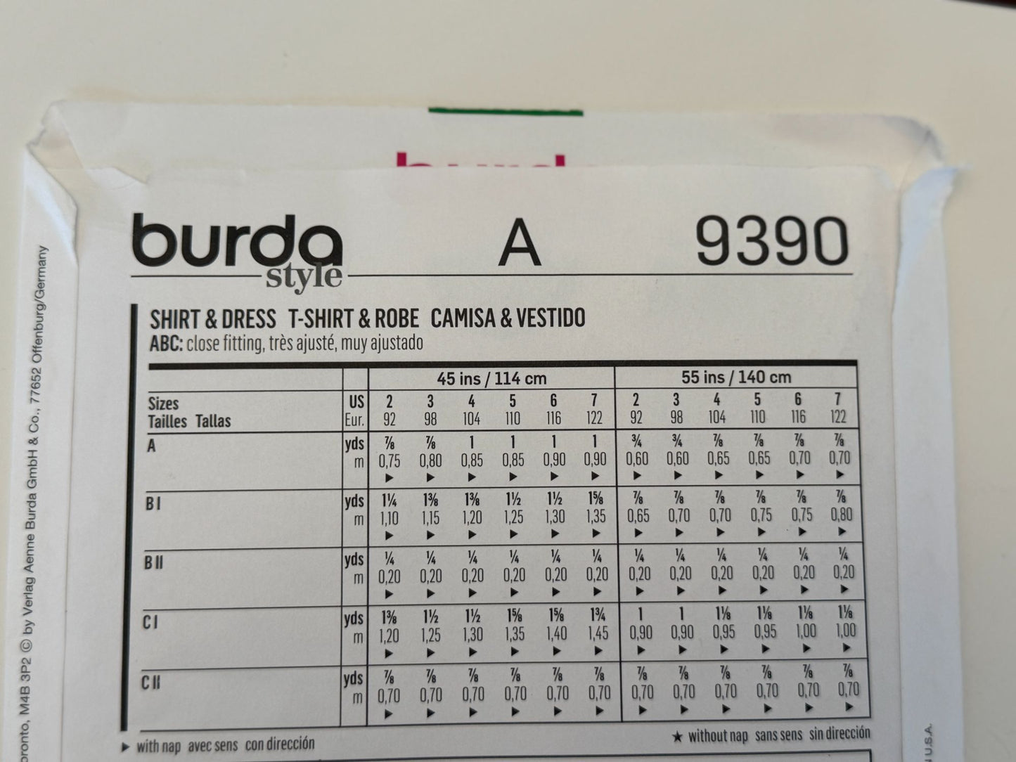 Burda Kids Sewing Pattern 9390 Shirt Top Dress For Girls 2-7 Easy Jersey Play UC