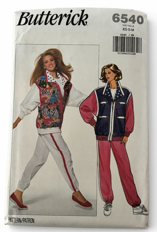 Butterick Sewing Pattern 6540 Athletic Jacket Pants 90s Retro Track Suit 6-14 UC