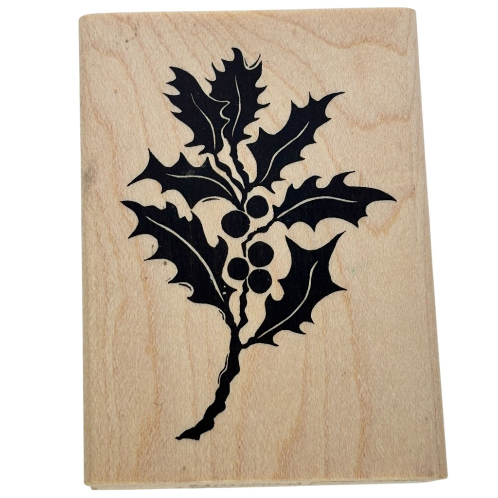 A Stamp in the Hand Rubber Stamp Holly Leaves Berries Card Making Botanical Holidays