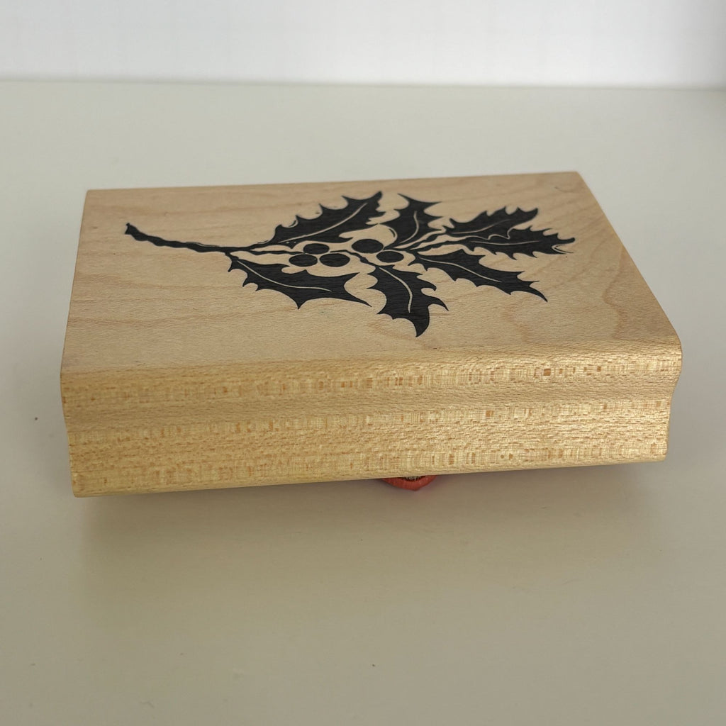 A Stamp in the Hand Rubber Stamp Holly Leaves Berries Card Making Botanical Holidays