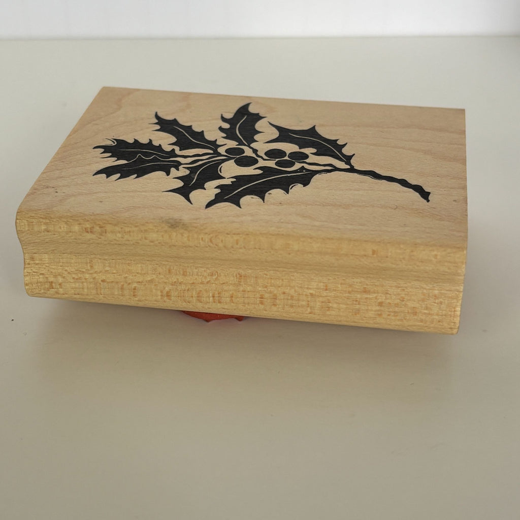 A Stamp in the Hand Rubber Stamp Holly Leaves Berries Card Making Botanical Holidays
