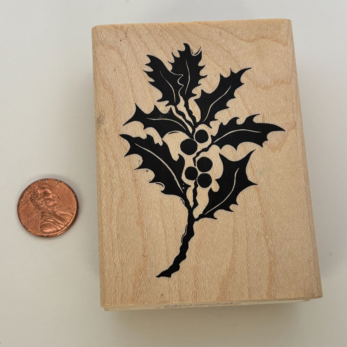 A Stamp in the Hand Rubber Stamp Holly Leaves Berries Card Making Botanical Holidays