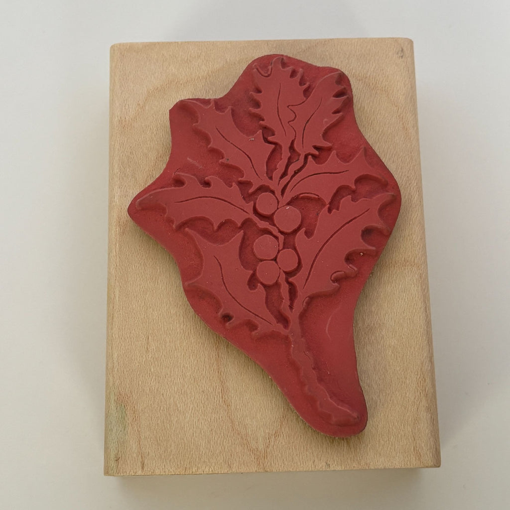 A Stamp in the Hand Rubber Stamp Holly Leaves Berries Card Making Botanical Holidays
