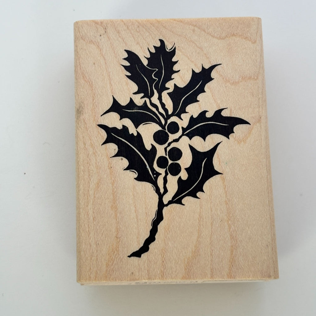 A Stamp in the Hand Rubber Stamp Holly Leaves Berries Card Making Botanical Holidays