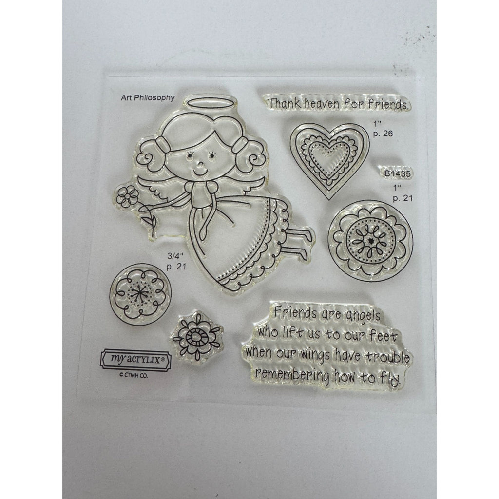 CTMH My Acrylix Acrylic Stamp Set Angel Friends Friendship Thank Heaven Words