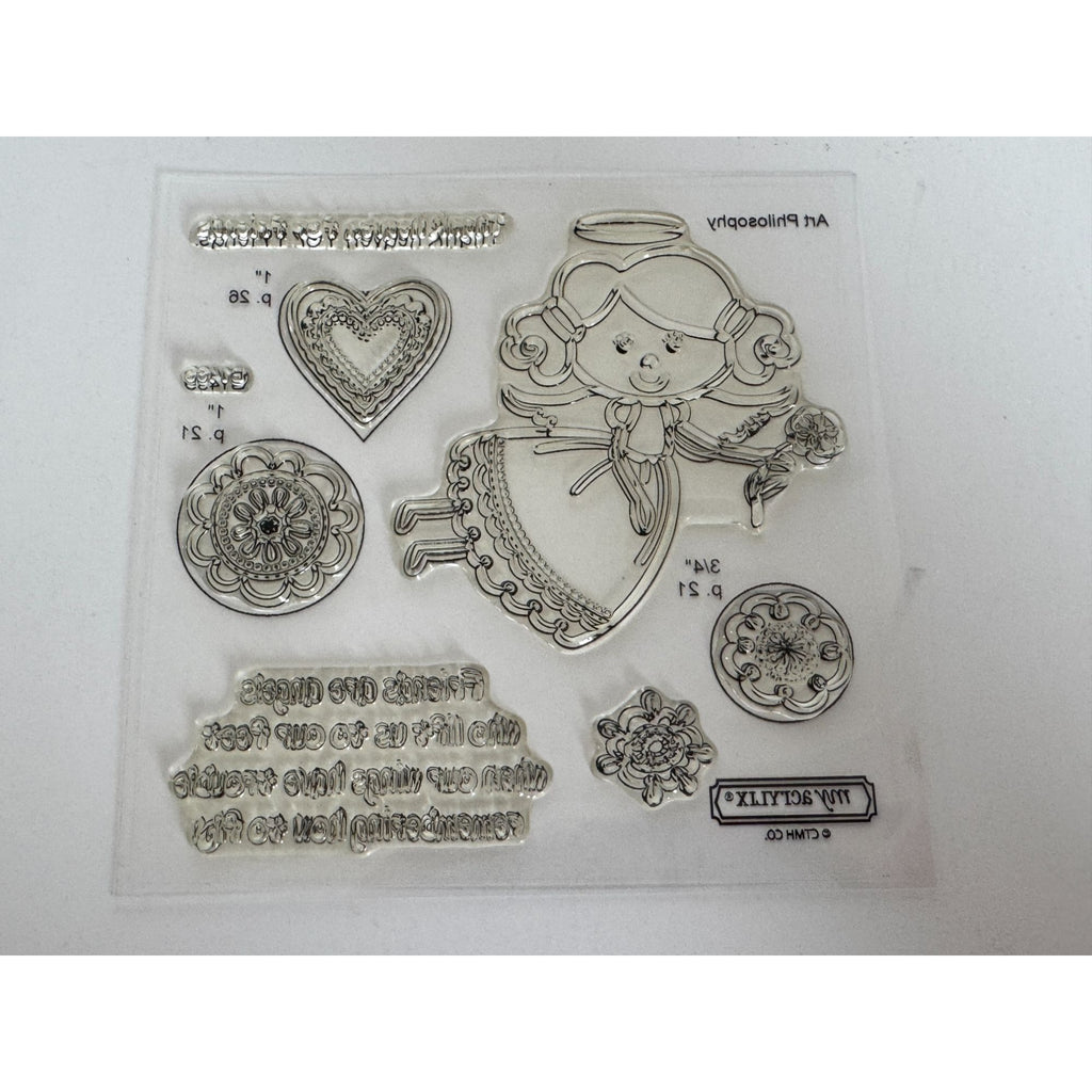 CTMH My Acrylix Acrylic Stamp Set Angel Friends Friendship Thank Heaven Words