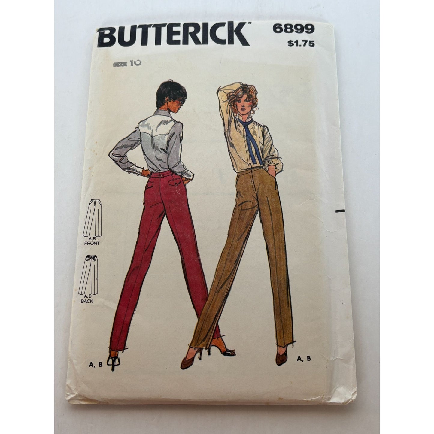 Butterick Sewing Pattern 6899 Straight-Leg Pants Size 10 Career Work Uncut 1980s