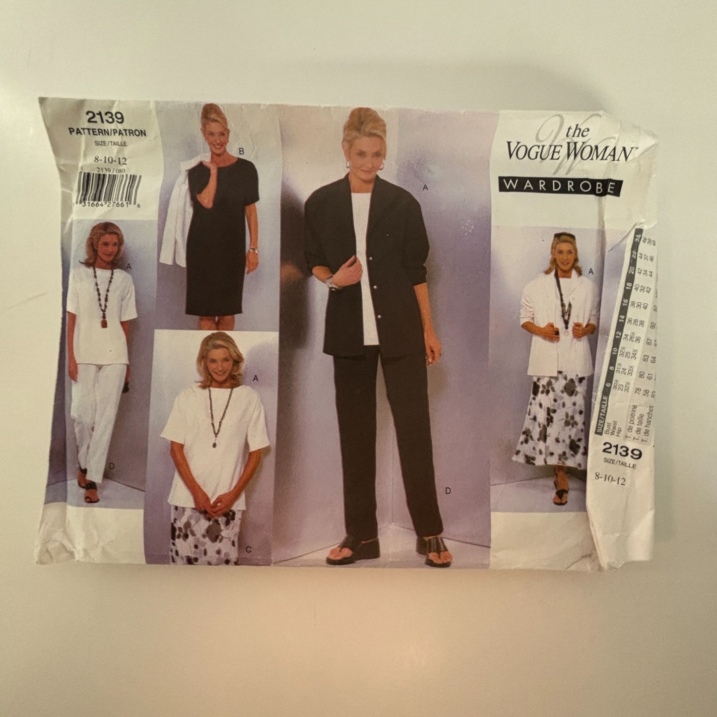 Vogue Sewing Pattern 2139 Capsule Wardrobe Dress Shirt Pants Skirt Blazer 8-12