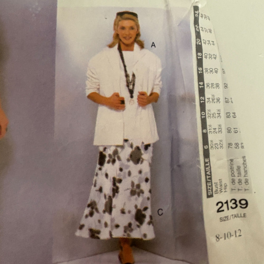 Vogue Sewing Pattern 2139 Capsule Wardrobe Dress Shirt Pants Skirt Blazer 8-12