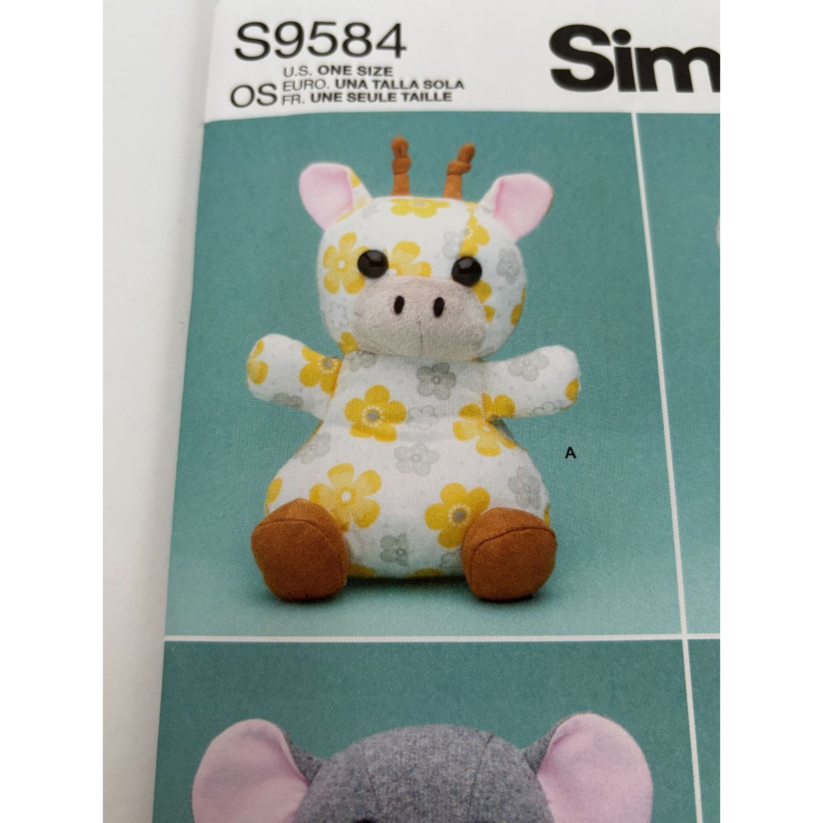 Simplicity Sewing Pattern S9584 Plush Stuffed Animals Giraffe Monkey Elephant UC
