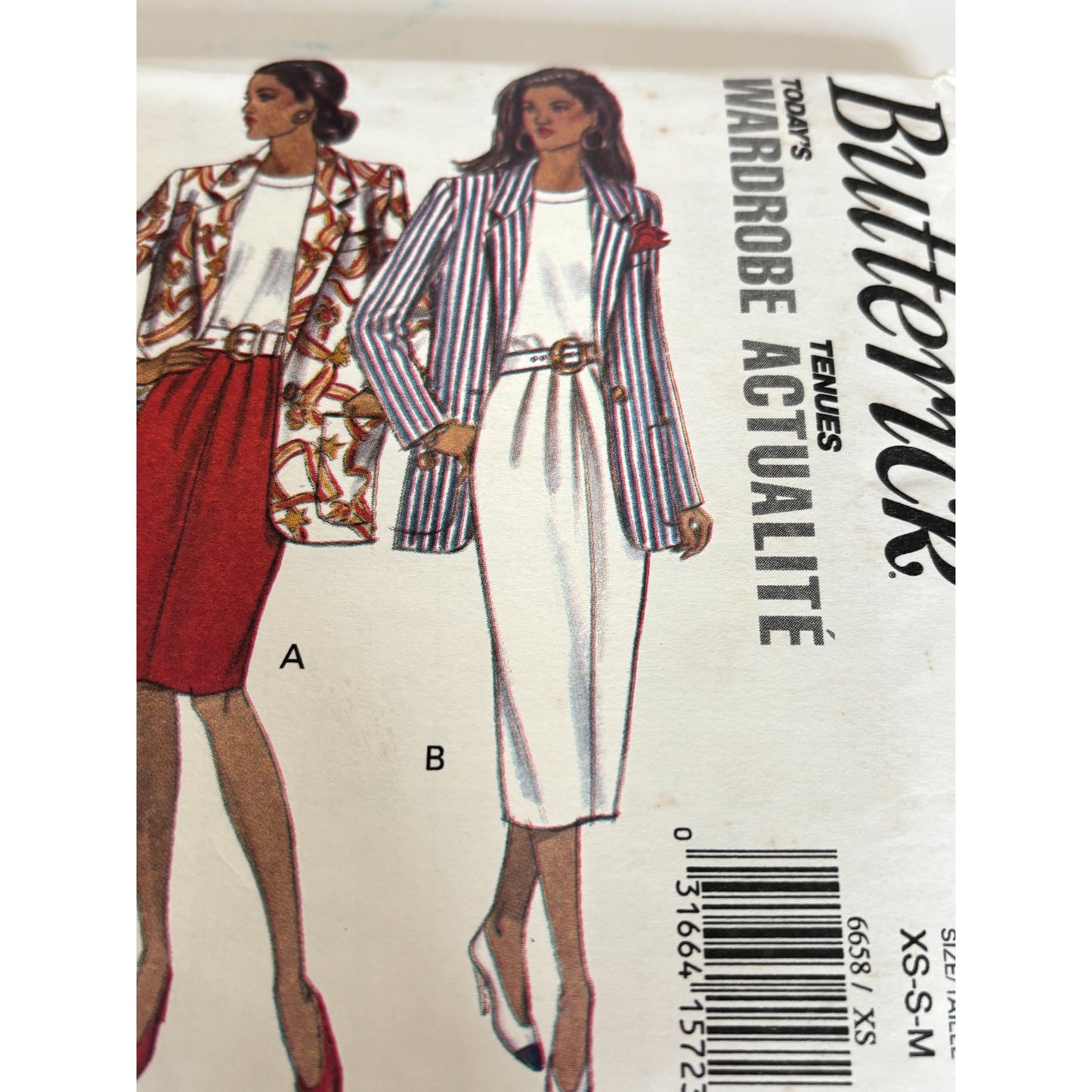 Butterick Sewing Pattern 6658 Jacket Skirt Shorts Pants 90s Power Suit 6-14 Uncut