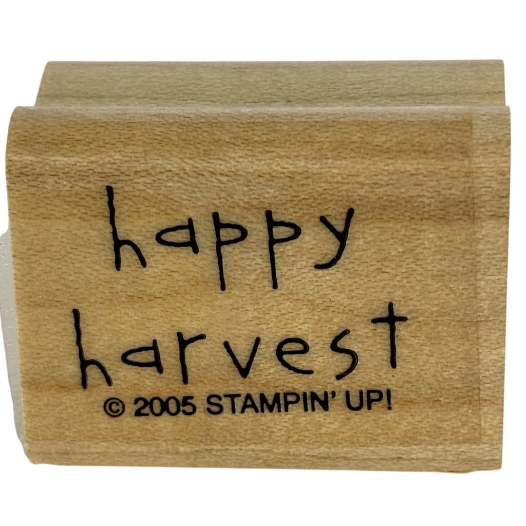 Stampin Up Rubber Stamp Happy Harvest Fall Greeting Thanksgiving Cardmaking Word