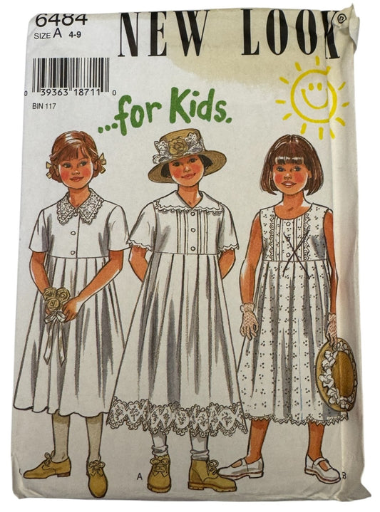 Simplicity New Look Sewing Pattern 6484 Easter Dress Church Lace Girls 4-9 Uncut