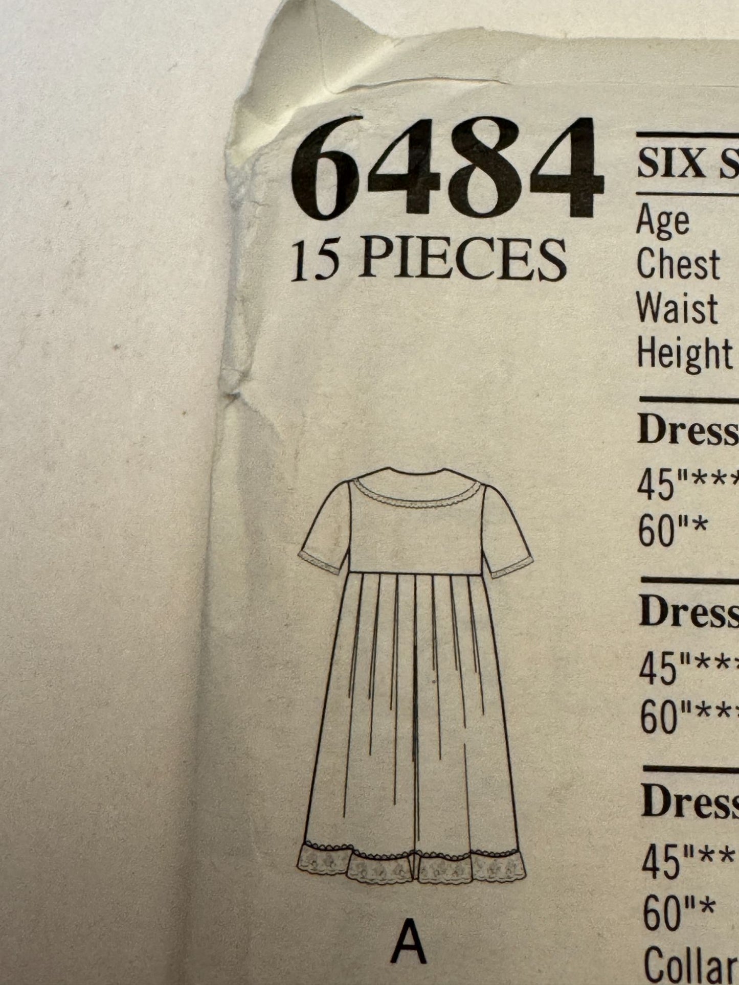 Simplicity New Look Sewing Pattern 6484 Easter Dress Church Lace Girls 4-9 Uncut