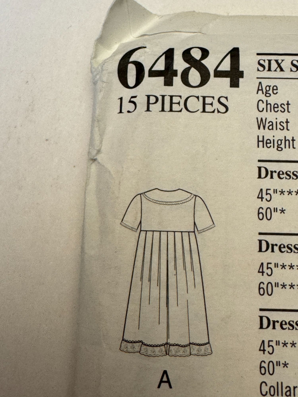 Simplicity New Look Sewing Pattern 6484 Easter Dress Church Lace Girls 4-9 Uncut