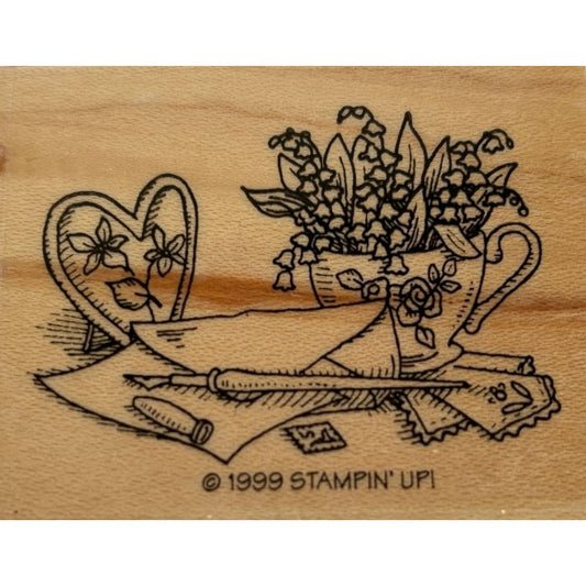 Stampin Up Rubber Stamp Floral Stationery Elegant Desk Writer Pen Letter Writing