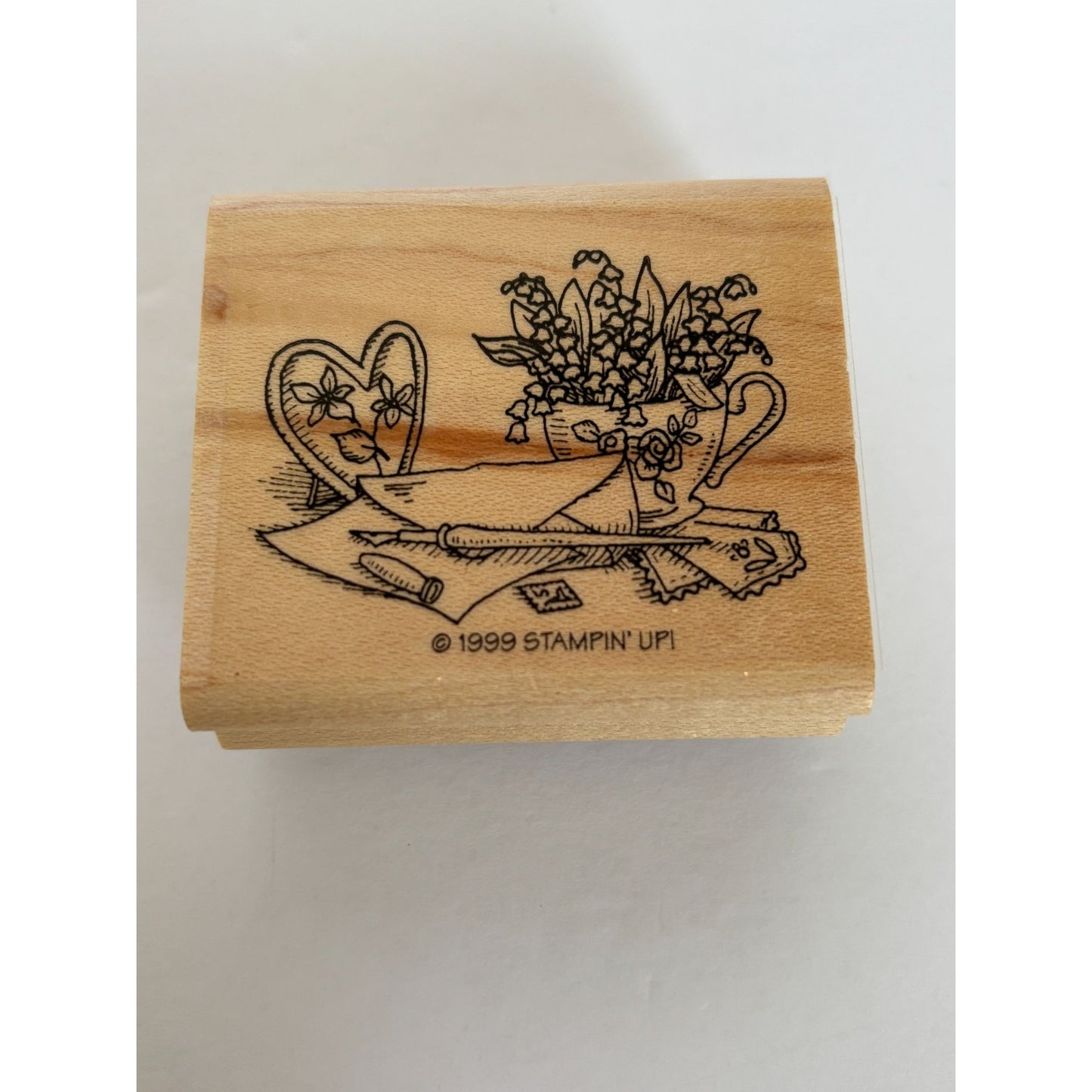 Stampin Up Rubber Stamp Floral Stationery Elegant Desk Writer Pen Letter Writing