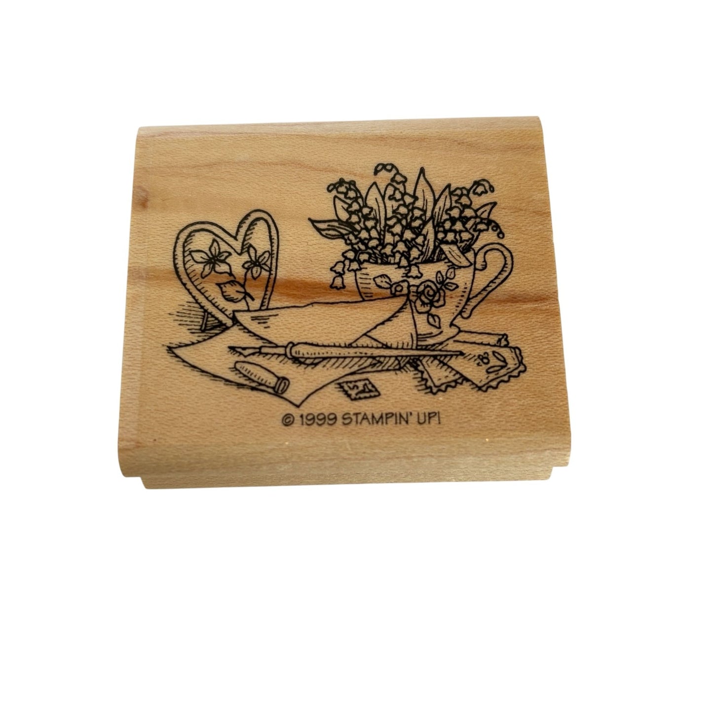 Stampin Up Rubber Stamp Floral Stationery Elegant Desk Writer Pen Letter Writing
