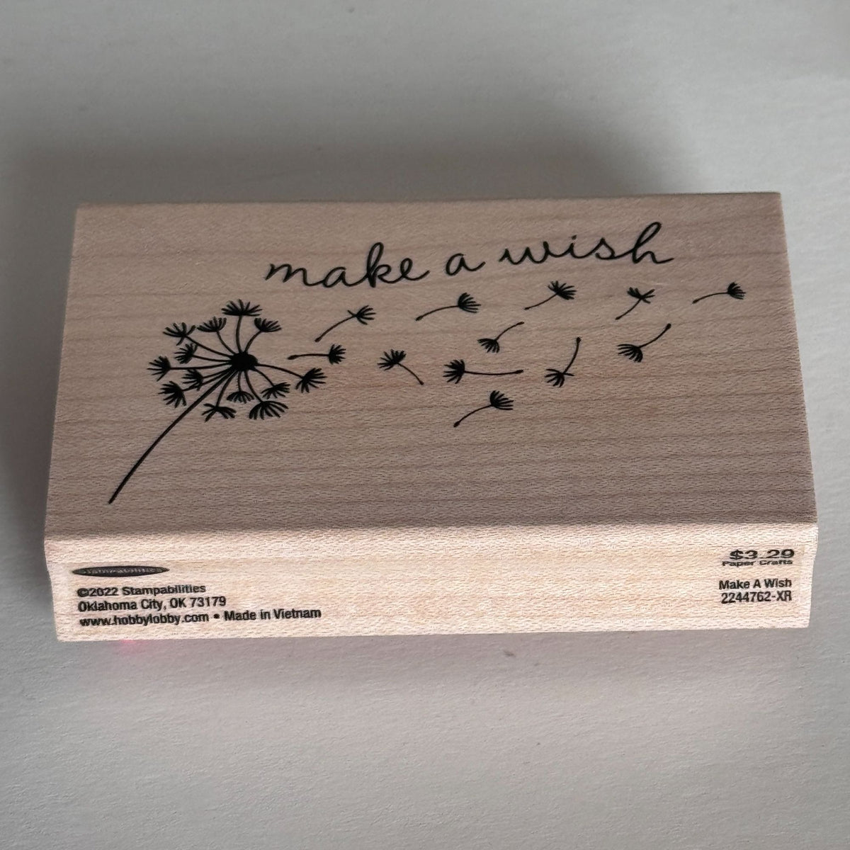 Stampabilities Rubber Stamp Make a Wish Dandelion Nature Growth Cardmaking Words Sentiment Wood Mounted