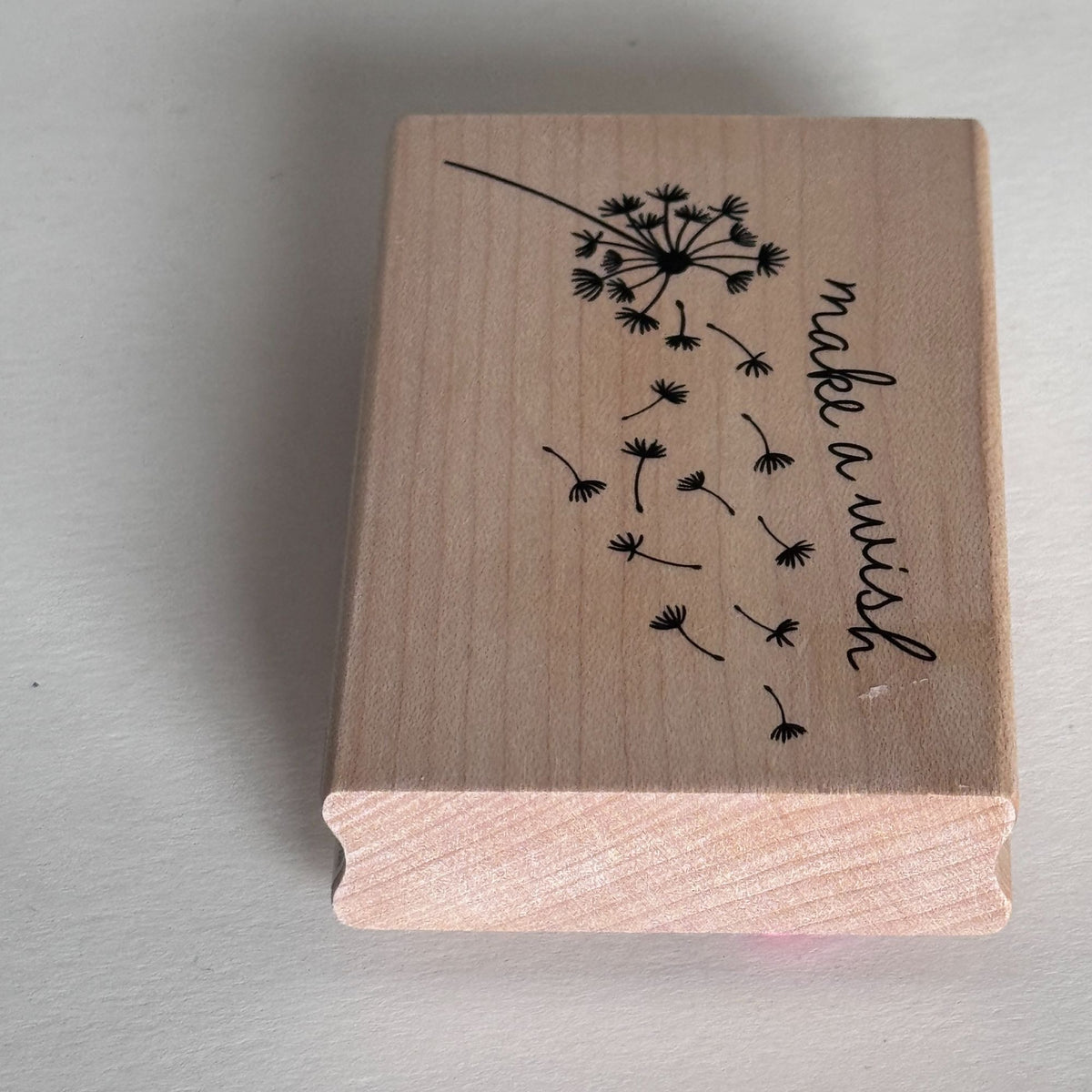 Stampabilities Rubber Stamp Make a Wish Dandelion Nature Growth Cardmaking Words Sentiment Wood Mounted