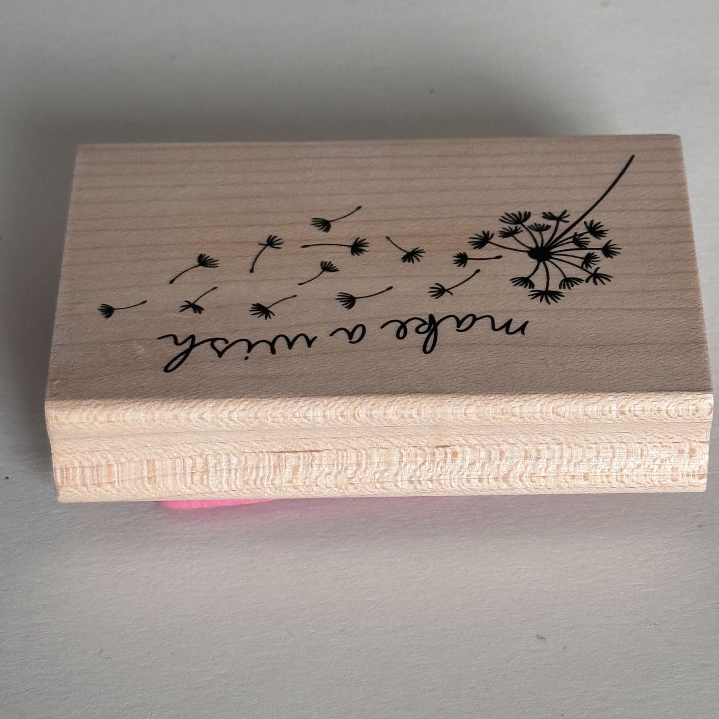 Stampabilities Rubber Stamp Make a Wish Dandelion Nature Growth Cardmaking Words Sentiment Wood Mounted