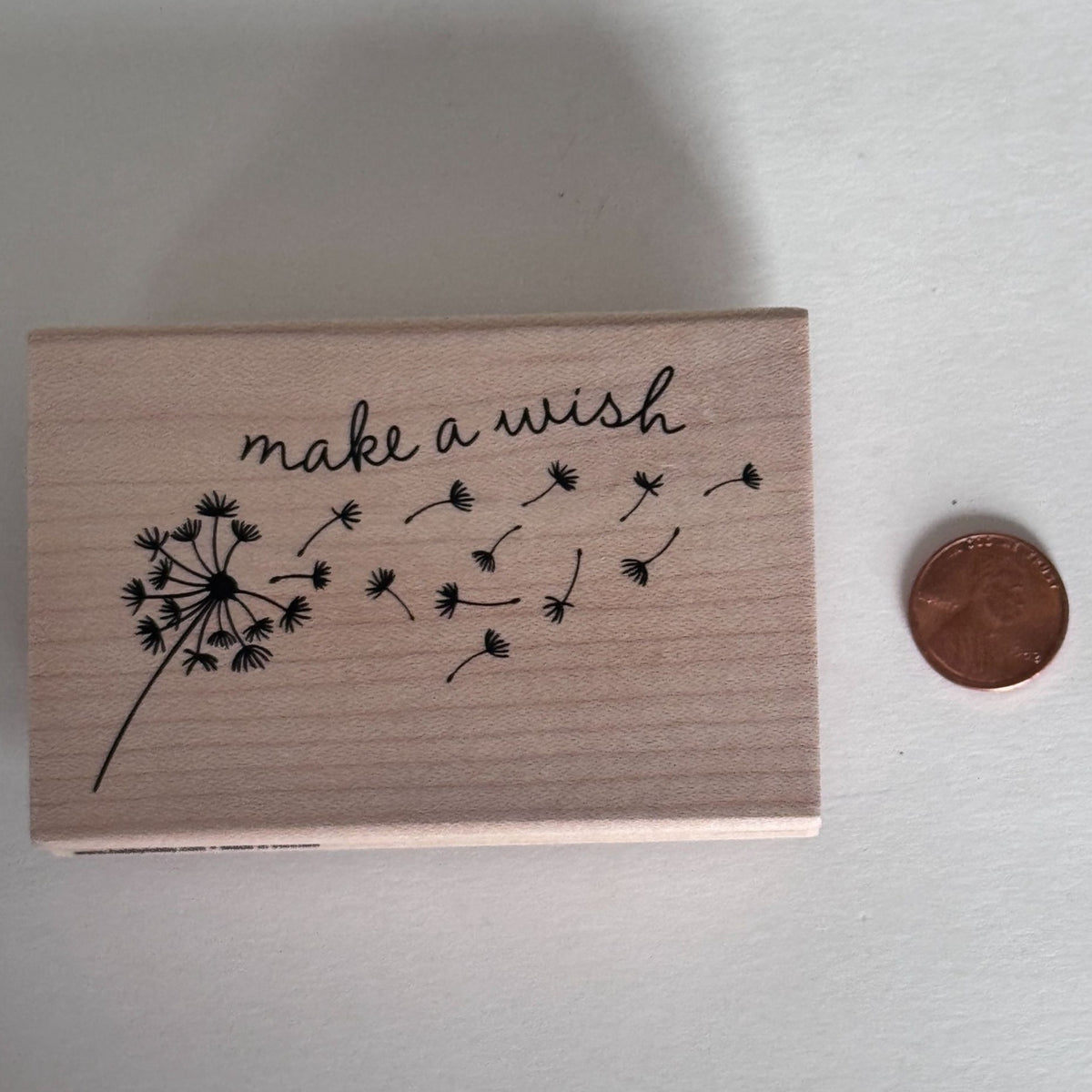 Stampabilities Rubber Stamp Make a Wish Dandelion Nature Growth Cardmaking Words Sentiment Wood Mounted